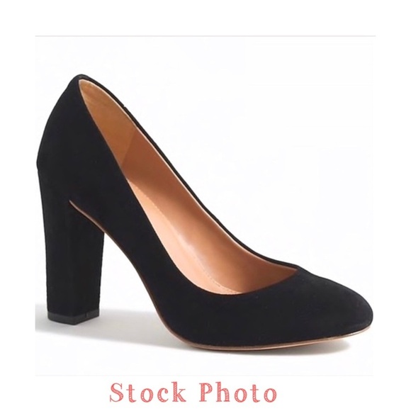 J. Crew Suede Pointed Toe Block Heel Pumps in Black Size 10 #B0942 - Picture 11 of 12